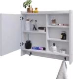 Armário Com Espelho Porta Gancho Para Toalha Banheiro Genova (Branco)