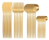 Conjunto De Talheres Aço Inoxidável 24 Pcs Faqueiros Kits (AMARELO)