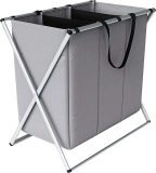 Organizador dobrável de roupas sujas com 3 compartimentos, Cinza,ORG0686, Euro Home